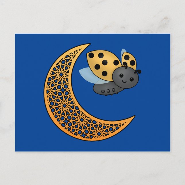 Carte Postale Ramadan Croissant Lune Ladybug (Devant)