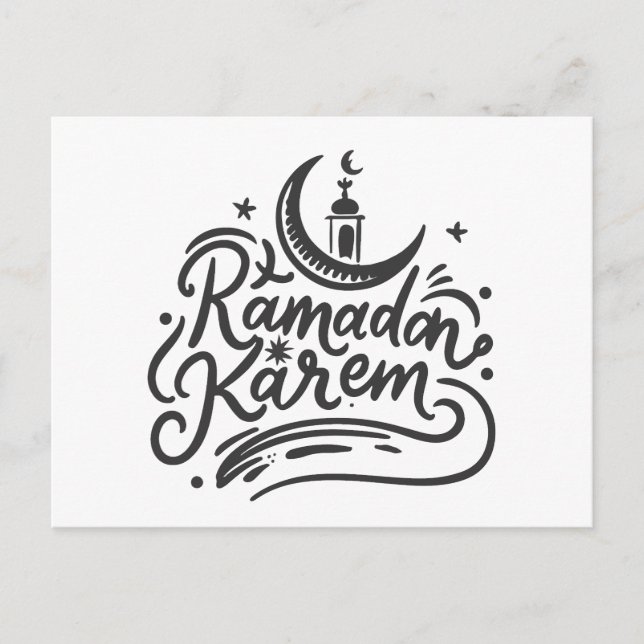 Carte Postale Ramadan Kareem Crescent Moon aperçu Jeûne (Devant)