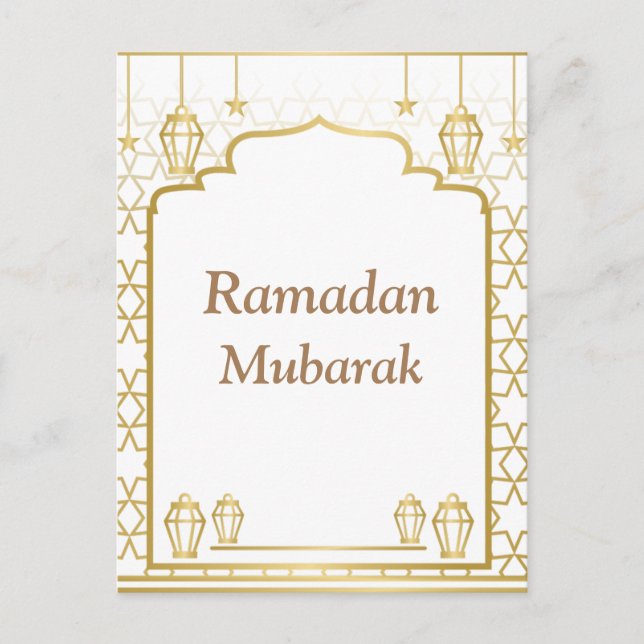 Carte Postale Ramadan Kareem Typographie Texte Croissant Islamiq (Devant)
