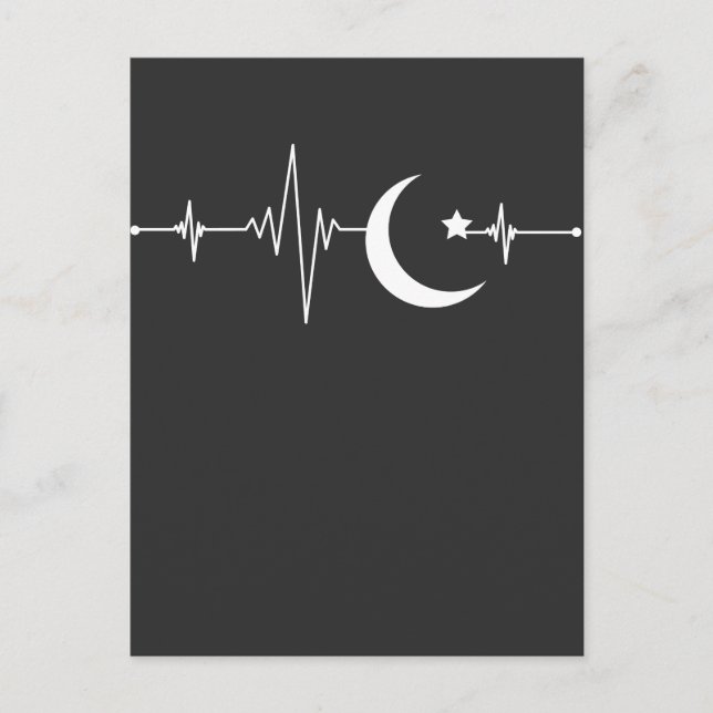 Carte Postale Ramadan Moon Islam Heartbeat Croissant musulman (Devant)