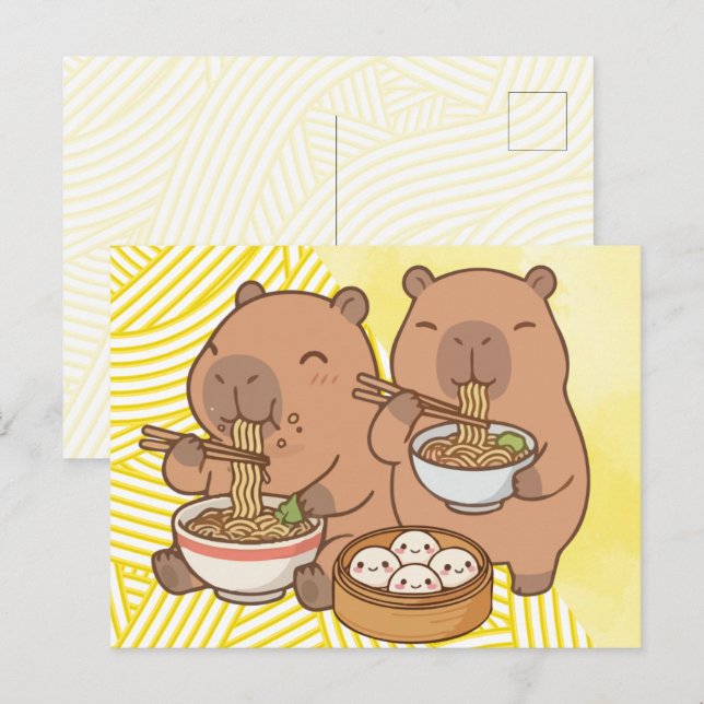 Carte Postale Ramen de Capybara Drôle   (Devant / Derrière)