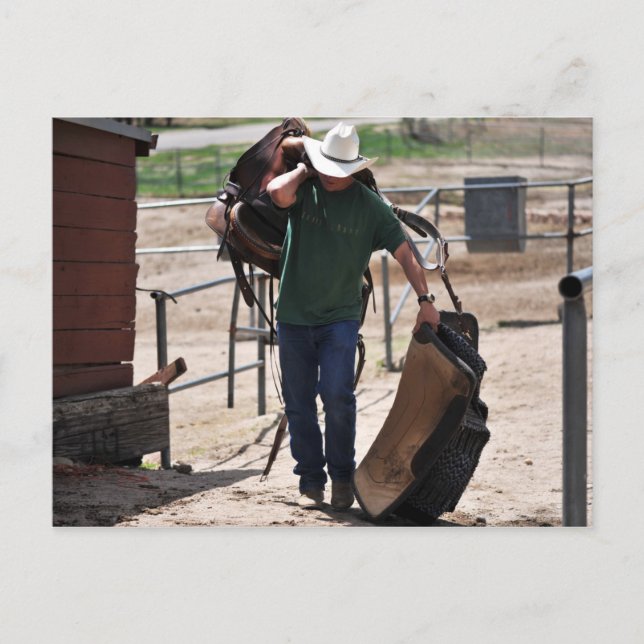 Carte Postale Ranch Cowboy avec une selle (Devant)