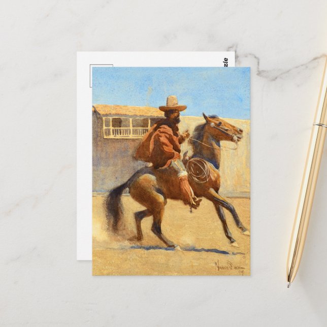 Carte Postale Ranchero de la vieille Californie par Maynard Dixo (Devant/Arrière en situation)