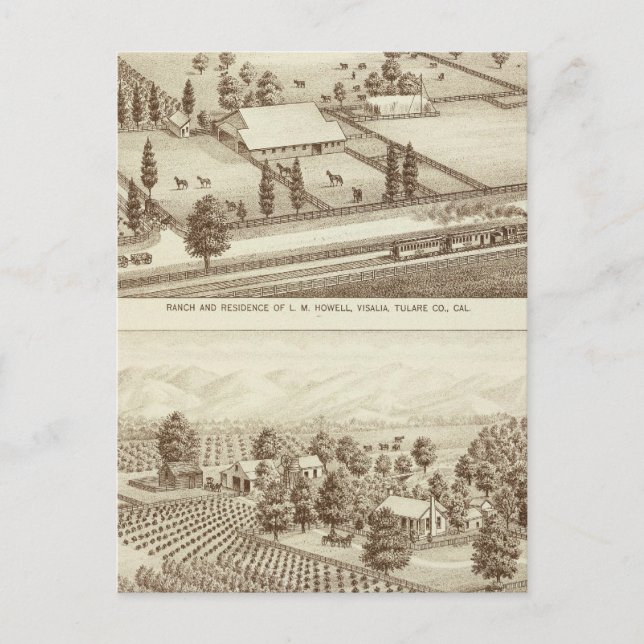 Carte Postale Ranches, Visalia, Cal (Devant)