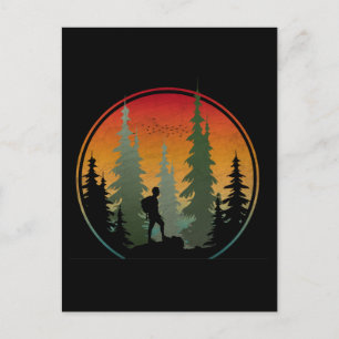 Carte Postale Randonnée au coucher du soleil Forêt Nature