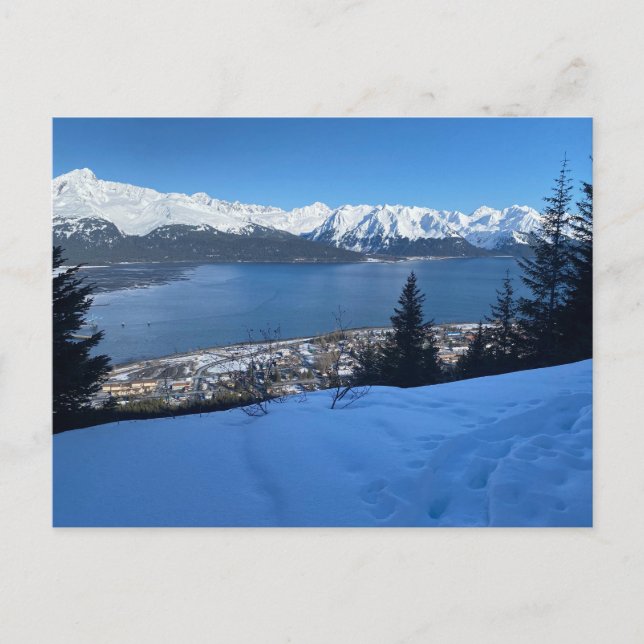 Carte Postale Randonnée D'Hiver Surplombant L'Eau (Devant)