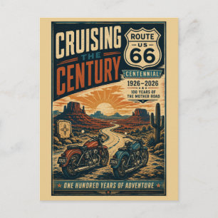 Carte Postale Randonnée en moto vintage dans le désert pour le c