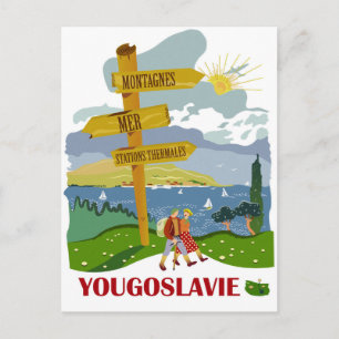 Carte Postale Randonnée en Yougoslavie, voyage vintage