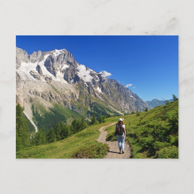 Carte Postale randonneur en Ferret Valley, Italie (Devant)