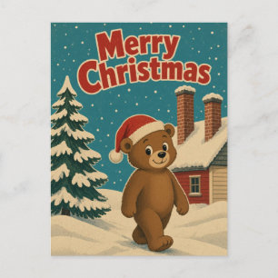 Carte Postale Rangée de cheminées de l'ours Animal Noël