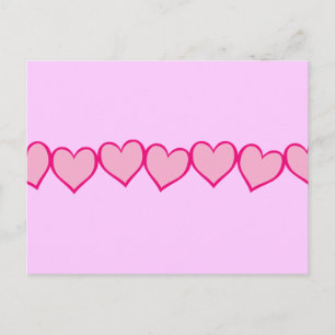 Carte Postale Rangée de cœurs roses