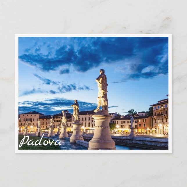 Carte Postale Rangée de statues illuminées à Padova (Devant)
