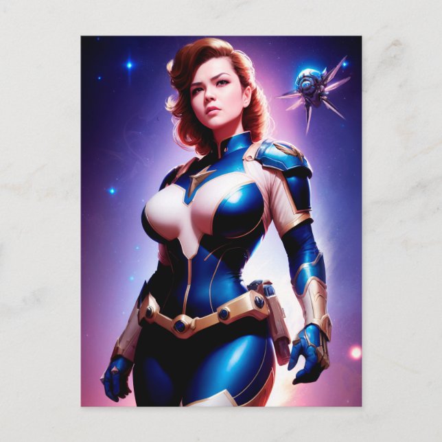 Carte Postale Ranger d'espace Sci Fi féminin des années 50 Vivid (Devant)