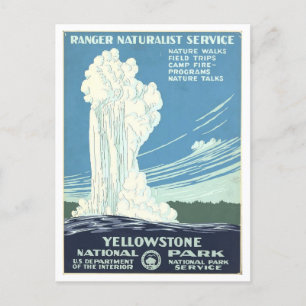 Carte Postale Ranger Service naturaliste à Yellowstone Vintage