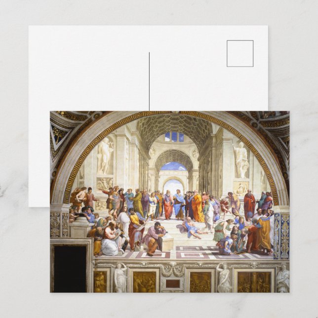 Carte Postale Raphaël L'École d'Athènes Art de la Renaissance (Devant / Derrière)
