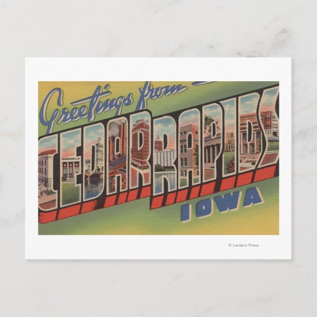 Carte Postale Rapides de cèdre, Iowa - Scènes de grandes lettres (Devant)