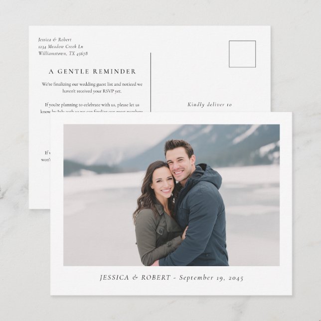 Carte Postale Rappel de date limite de réponse pour un mariage m (Devant / Derrière)