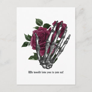Carte Postale Rappel de mariage gothique floral burgogne fantais