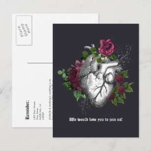Carte Postale Rappel de mariage gothique floral de Bourgogne