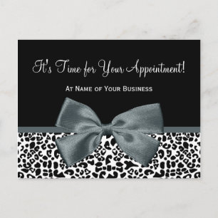 Carte Postale Rappel de rendez-vous au Salon Elegant Grey Leopar