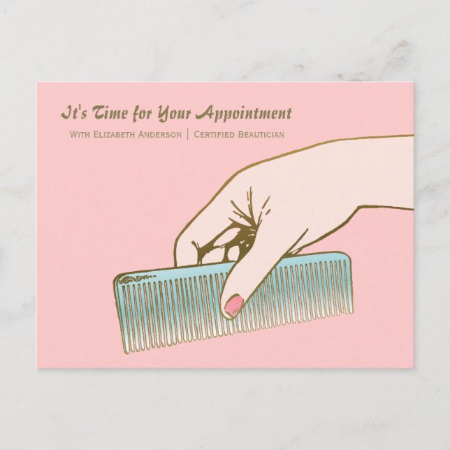Carte Postale Rappel de rendez-vous de beauté Comb (Devant)
