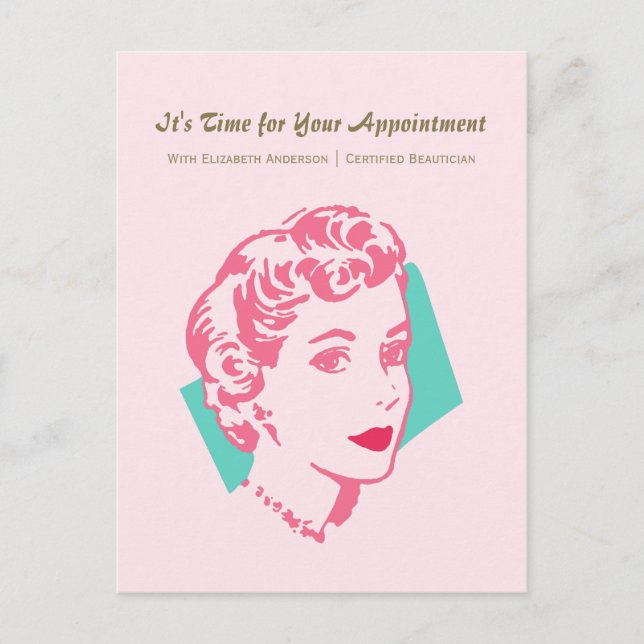 Carte Postale Rappel de rendez-vous de beauté pour femme rose vi (Devant)