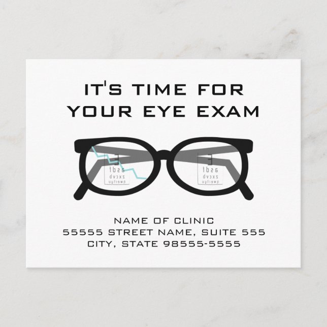 Carte Postale Rappel de rendez-vous de l'examen oculaire des lun (Devant)