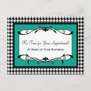 Carte Postale Rappel de rendez-vous Emerald Green Houndstooth