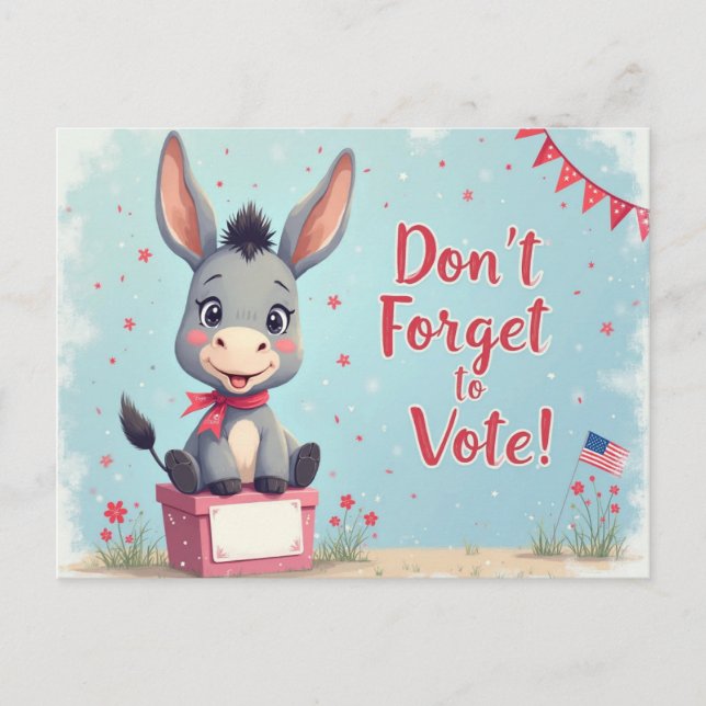 Carte Postale Rappel de vote de l'âne joyeux (Devant)