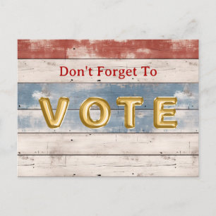 Carte Postale Rappel de vote en planche de bois Americana rustiq