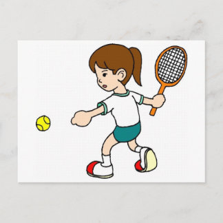 Carte Postale Raquette de tennis Girl Swings