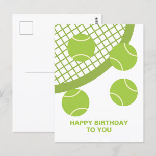 Carte Postale Raquette de tennis verte moderne Joyeux Anniversai
