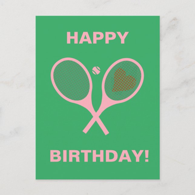 Carte Postale Raquettes de tennis Pastel Heart Joueur Balle Anni (Devant)