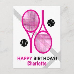 Carte Postale Raquettes de tennis rose vif Tennis Anniversaire C