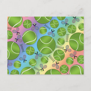 Carte Postale Raquettes et filets de tennis arc-en-ciel