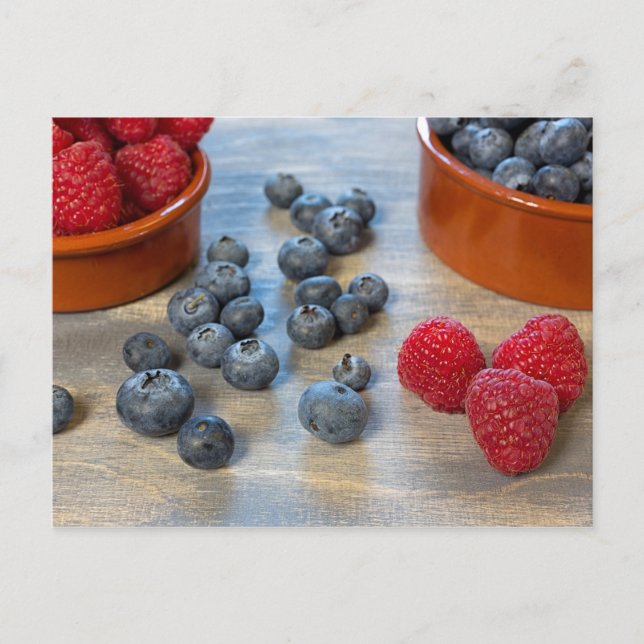 Carte Postale Raspberries et Blueberries (Devant)