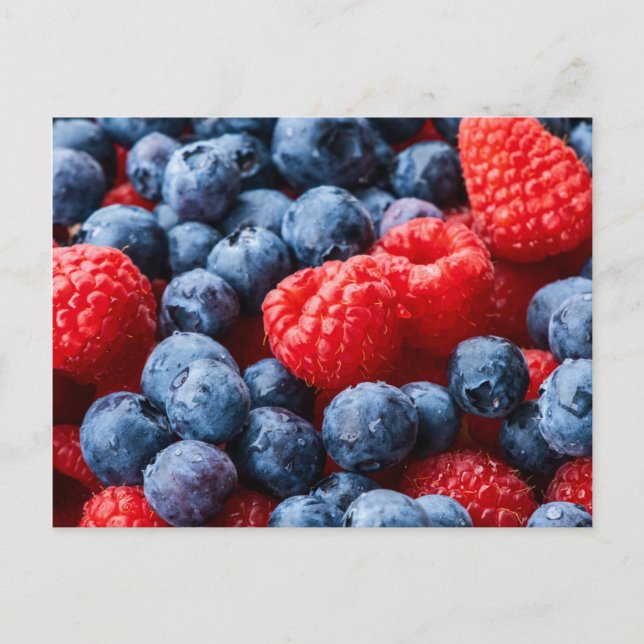 Carte Postale Raspberries et Blueberries (Devant)