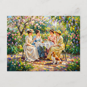 Carte Postale Rassemblement de dames dans un jardin avec un Cava