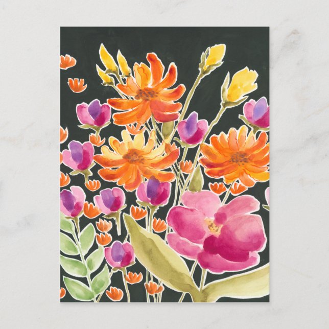 Carte Postale Rassemblement splendide - Fleurs roses et orange (Devant)