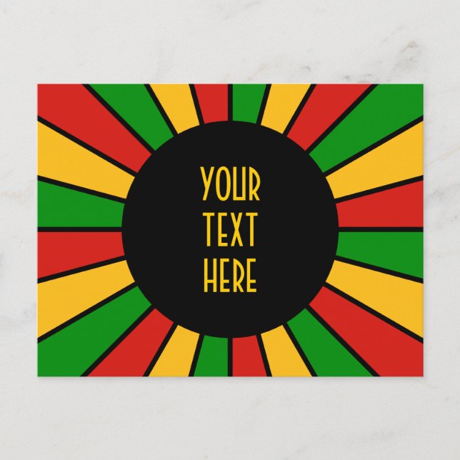 Carte Postale RASTAFARI FLAG BOUTON RAYS + votre signe ou votre  (Devant)