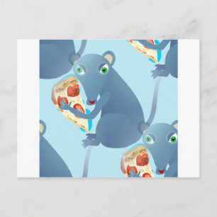 Carte Postale rat à pizza
