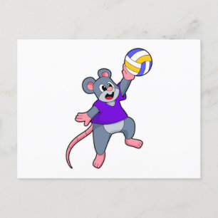 Carte Postale Rat au Volleyball Sports