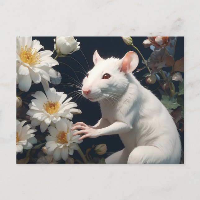 Carte Postale rat blanc (Devant)