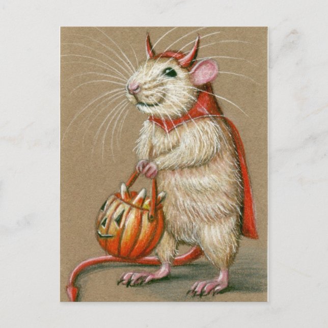 Carte postale Rat Devil Halloween (Devant)