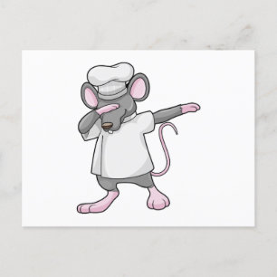 Carte Postale Rat en cuisinier au Dab de danse Hip Hop