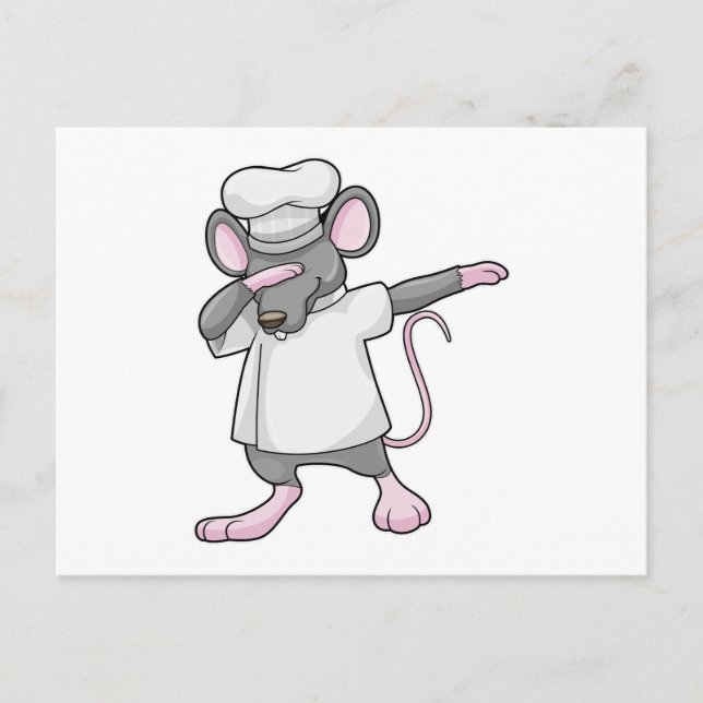 Carte Postale Rat en cuisinier au Dab de danse Hip Hop (Devant)