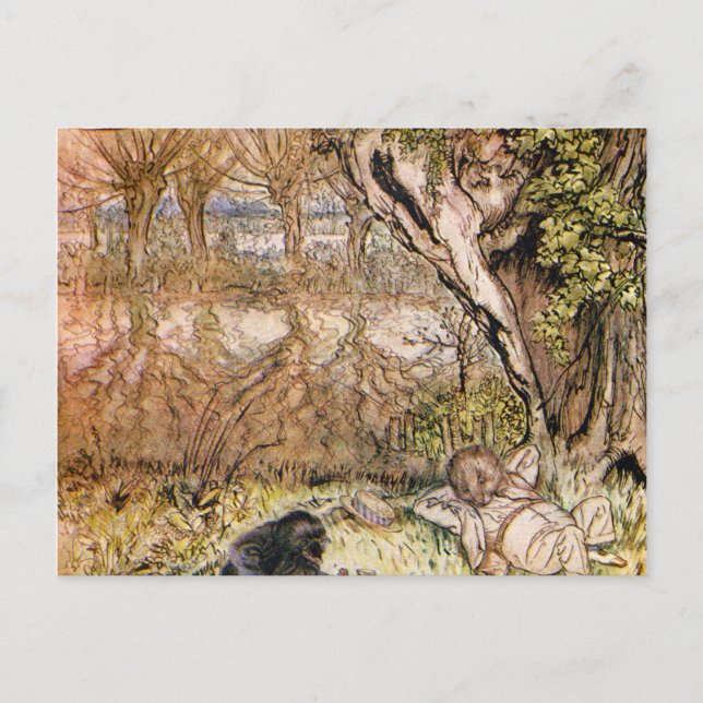 Carte Postale Rat Et Mole Pique-Nique - Arthur Rackham (Devant)