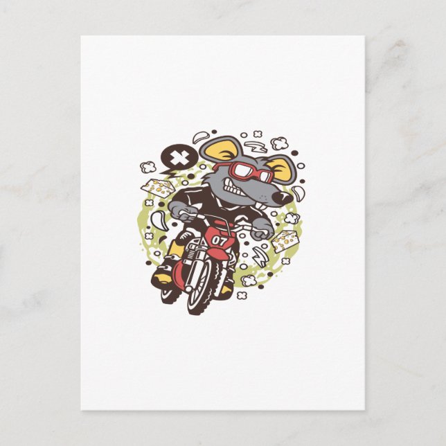 Carte Postale Rat Motocross Rider (Devant)