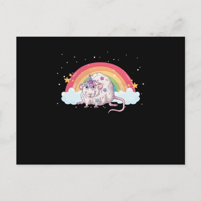 Carte Postale Rat Mouse Unicorne Rainbow Rodent Mice Animal Anim (Devant)