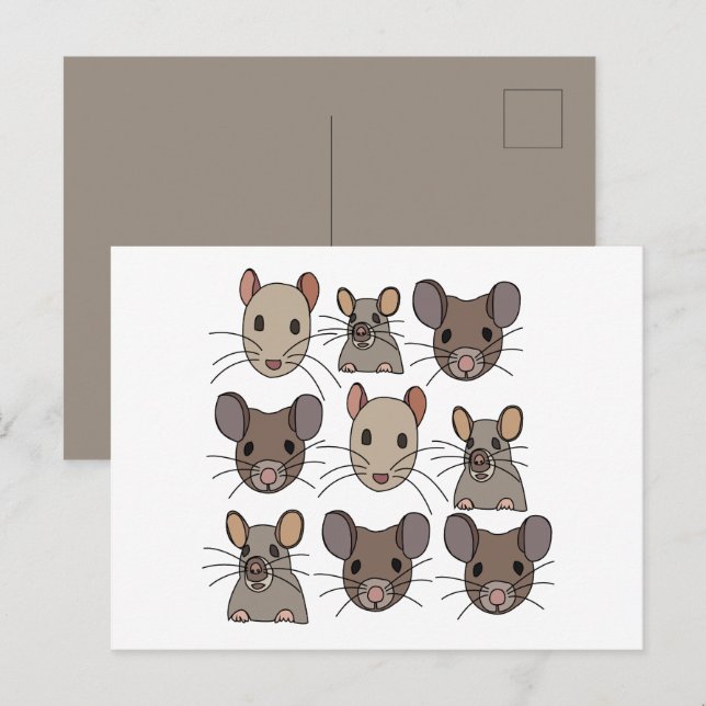 Carte Postale Rat Souris Souris (Devant / Derrière)